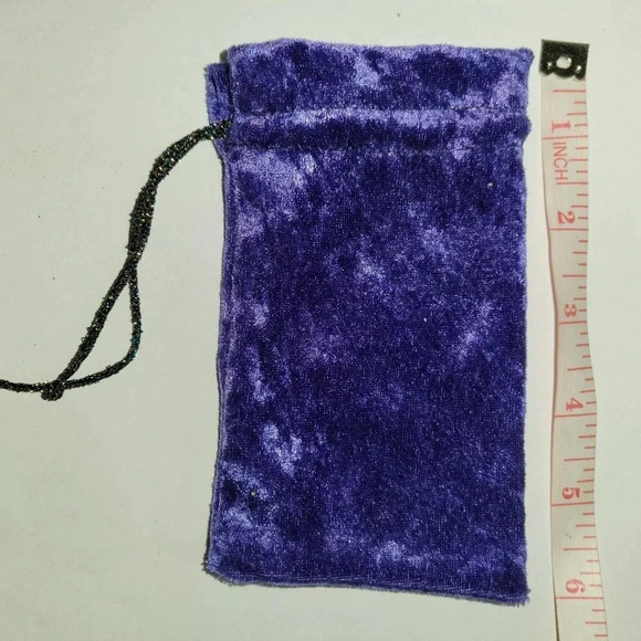 Purple velour handmade drawstring  pouch - Picture 2 of 3